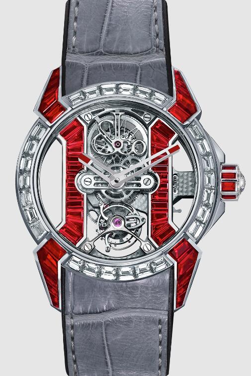 Review Jacob & Co EPIC X TOURBILLON BAGUETTE WHITE GOLD RUBIES EX500.60.BD.BR.A Replica watch